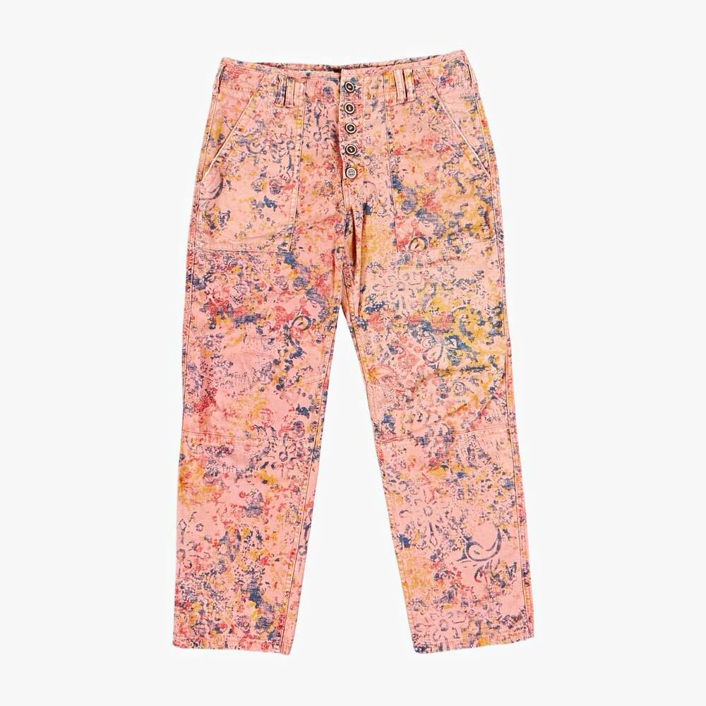 Anthropologie The Wanderer Pink Abstract Pants High Rise Tapered Button Pockets